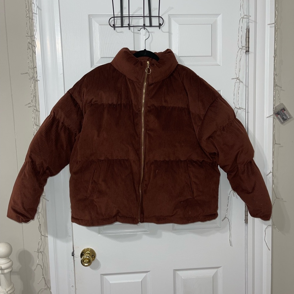 Brown Corduroy Puffer Jacket size XL